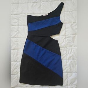 Wet Seal Vintage Body On Bandage Cutoff, One Shoulder Dress Size S Black & blue